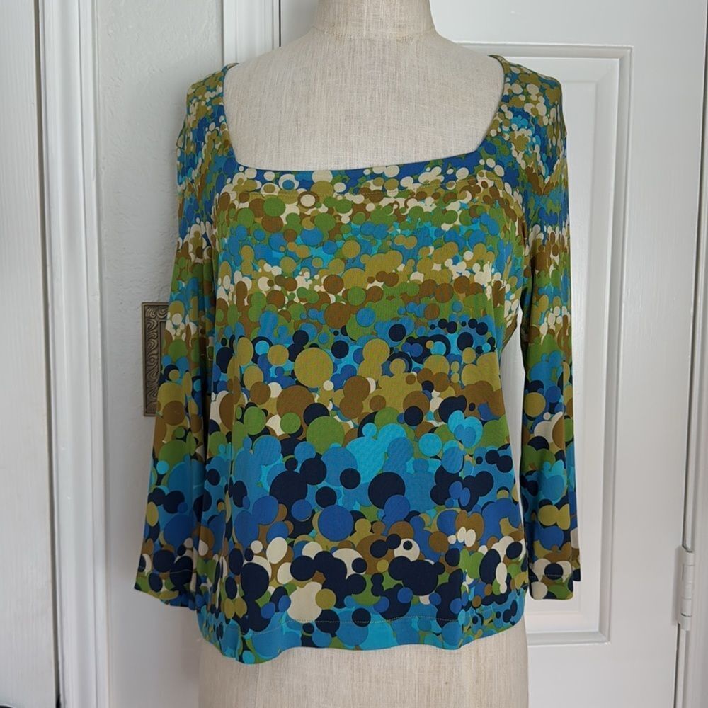 Andria Lieu y2k bubble graphic square neck 3/4 sleeve
